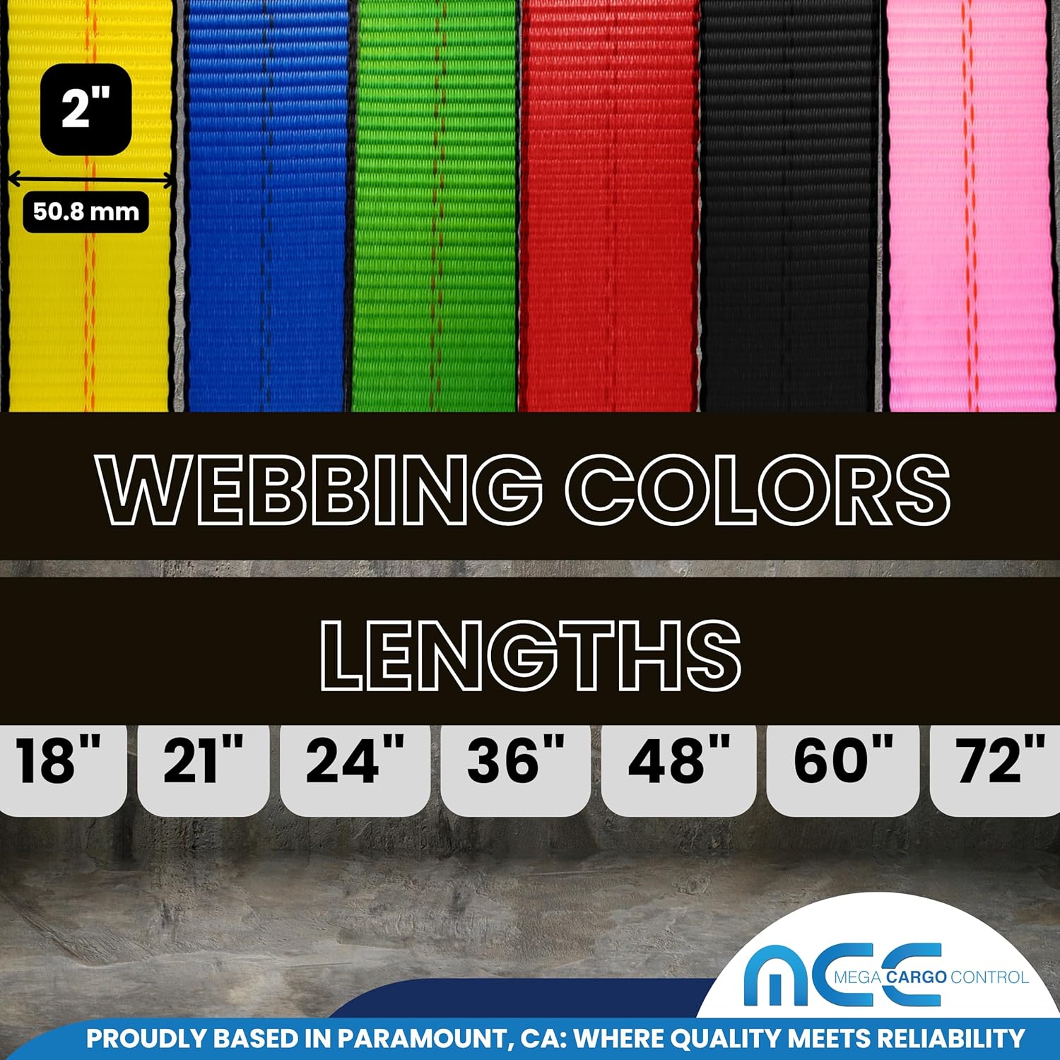 Mega Cargo Control USA Axle Tie Down Straps - 10,000 LBS Break Strength - 2 Inch x 24 Inch Heavy Duty Protective Sleeves and D Rings for Truck, ATV, UTV (Red, 2 Pack)
