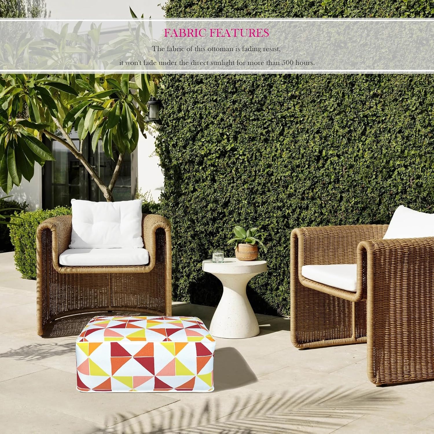 Outdoor Inflatable Footstool Ottoman Cover Red Square 23x9 Inch Patio Foot Stools and Ottomans Cover Only