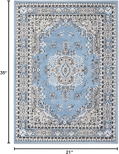Miniatura 171 de Home Dynamix Premium Sakarya - Tapete tradicional con borde y medallón, gris, tapete rectangular de 7 pies 8 pulgadas x 10 pies 7 pulgadas Azul