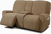 ULTICOR Sofá Reclinável com Design Jacquard, 2 Lugares, Lavável, Areia