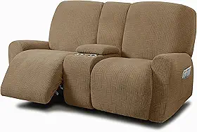ULTICOR Sofá Reclinável com Design Jacquard, 2 Lugares, Lavável, Areia