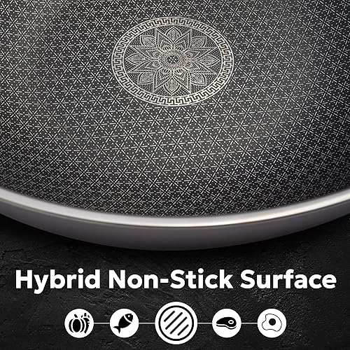 Miniatura 4 de Sartén híbrida para wok, antiadherente, sin PFOA, wok de inducción de 12 pulgadas con tapa, sartén de cocina apta para lavavajillas para todas las