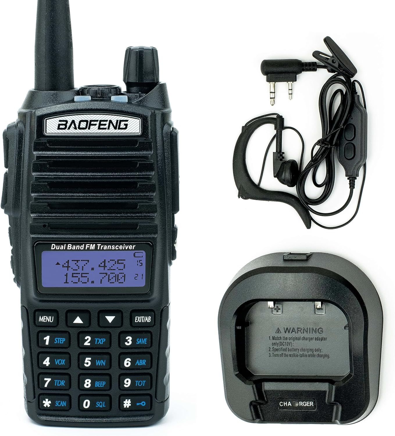 BaoFeng UV-82C Dual-Band Ham Radio with Battery, Earpiece & Charger