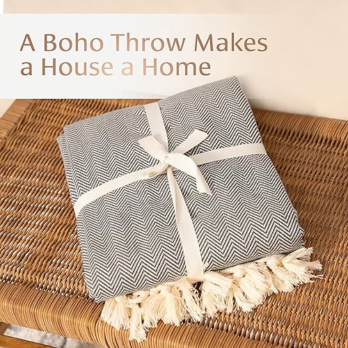 Miniatura 6 de Lujosa manta de algodón turco, suave, grande, ligera y transpirable, estilo bohemio para cama, sofá y hogar