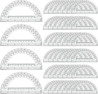 CertBuy 48-Pack 6 Inch Clear Plastic Protractors, 180° Geometry Rulers with 1° Accuracy & Ruler Edge for Students, Teachers, Drafting