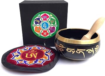 JIVE Tibetan Singing Bowl Palm Size Root Chakra Premium Singing Bowl Gift Set RED Chakra - JIVE FEDERAL TRADEMARK BRAND Black Chakra