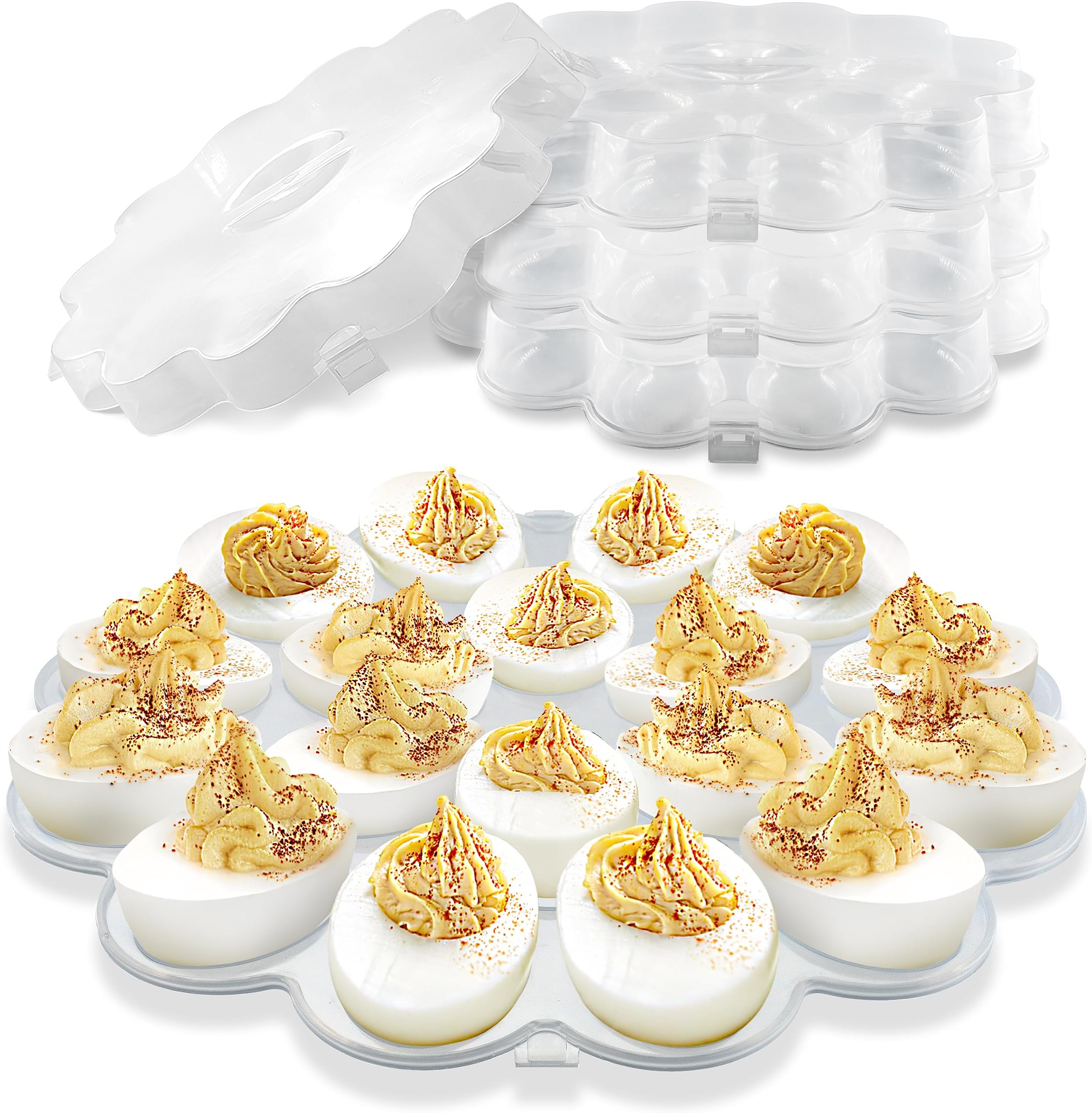 Shop Square Egg Carrier with Lid - 18 Slot Tray for Party, Easter, Thanksgiving - Reusable Egg Platter with Secure Lid (3 Pack)