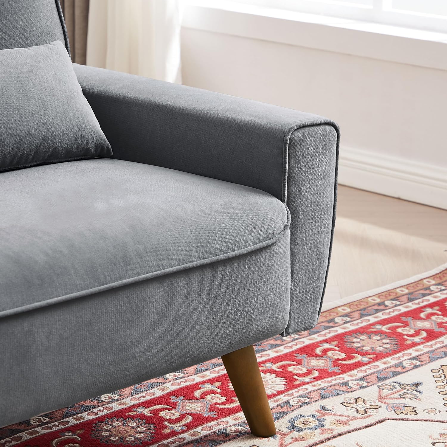 48.8" Small Loveseat Sofa, Mid Century Modern Love Seat Couch with Back Cushions and Plastic Legs, 2 Seater Couches for Living Room, Bedroom, Small Spaces, Light Grey