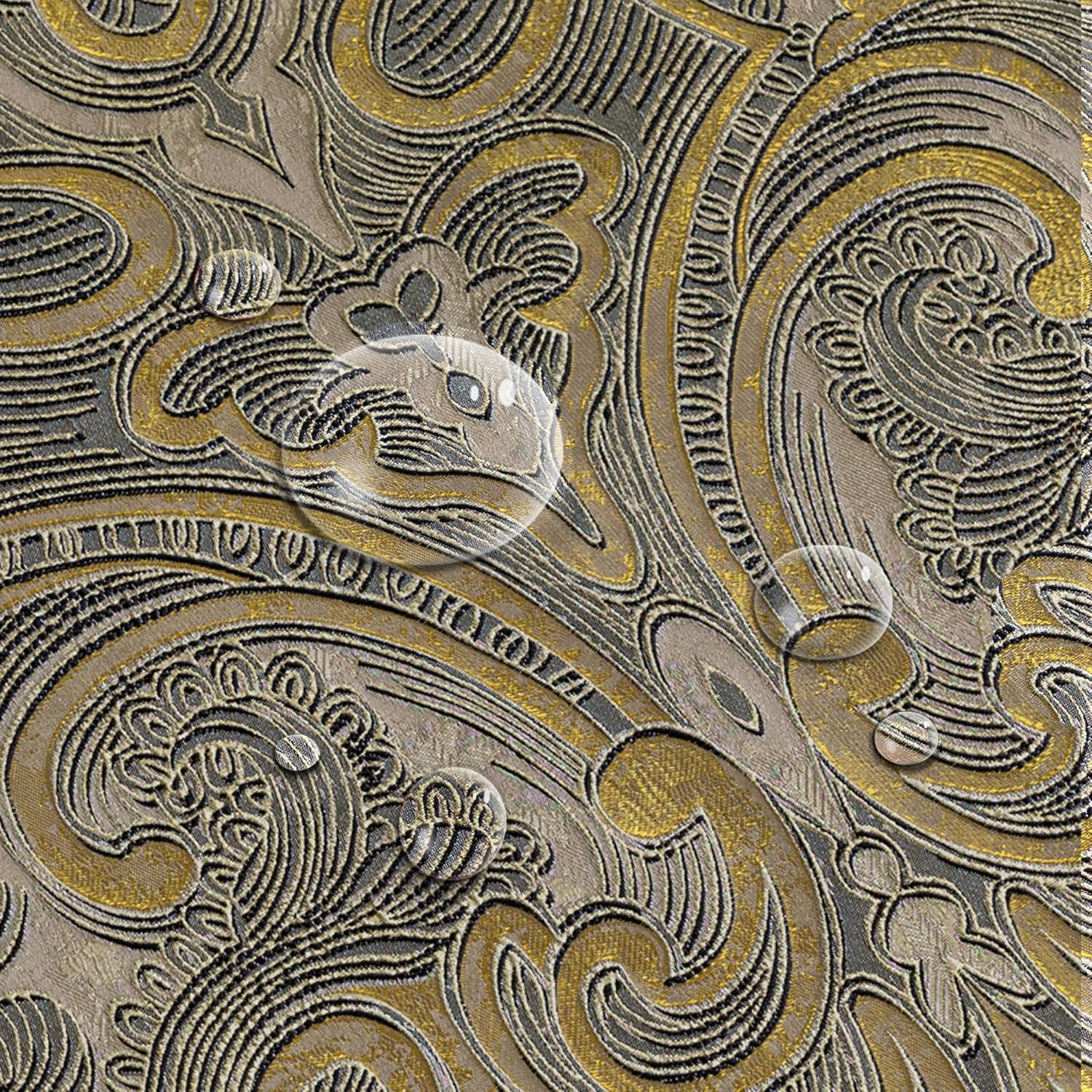 Loom and Mill Textured Fabric Shower Curtain Set with 12 Metal Hooks, Royal Jacquard Damask Bathroom Shower Curtain Sets, Waterproof Heavyweight Shower Curtain for Home Bathroom(72x72, Taupe+Gold)