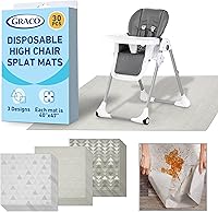 Graco Disposable Splat Mats for Babies - 30 Eco-Friendly Sheets, 47x40 Inch Highchair Floor Protectors, Portable Biodegradable Mess Guards