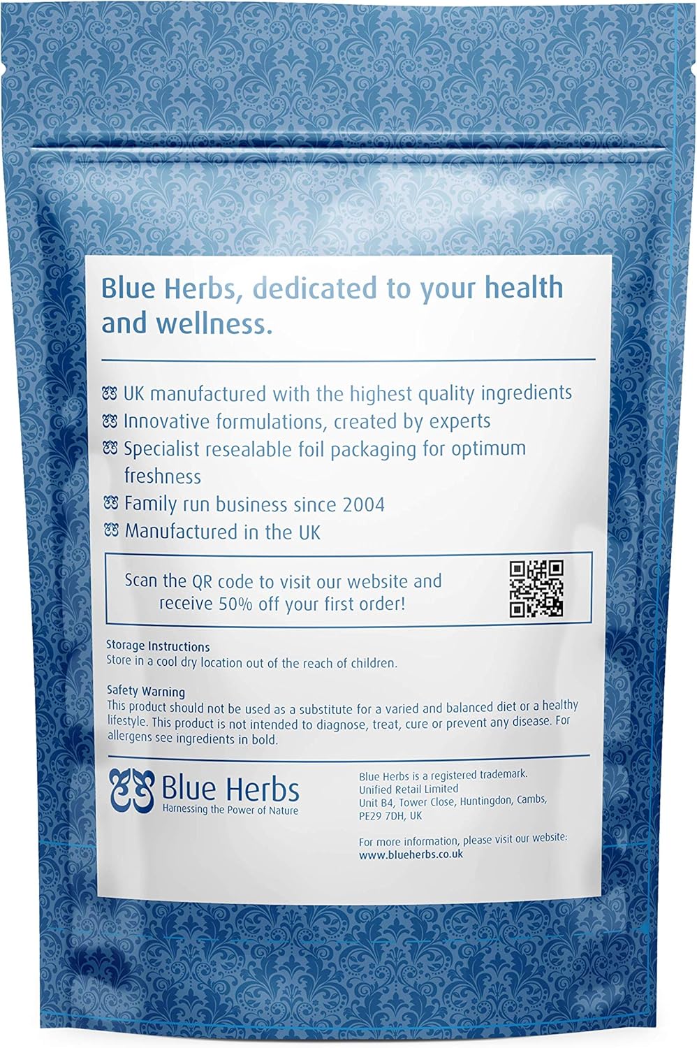 Blue Herbs Vitamin B Complex 100 Tablets Contains All 8 B Vitamins in