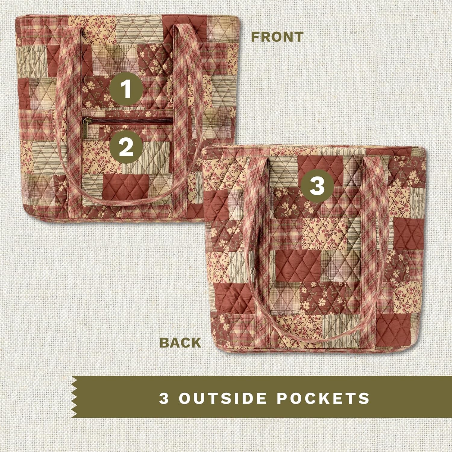 Bella Taylor Large Tote | Lightweight Quilted Fabric Tote Bags for Women - Image 5