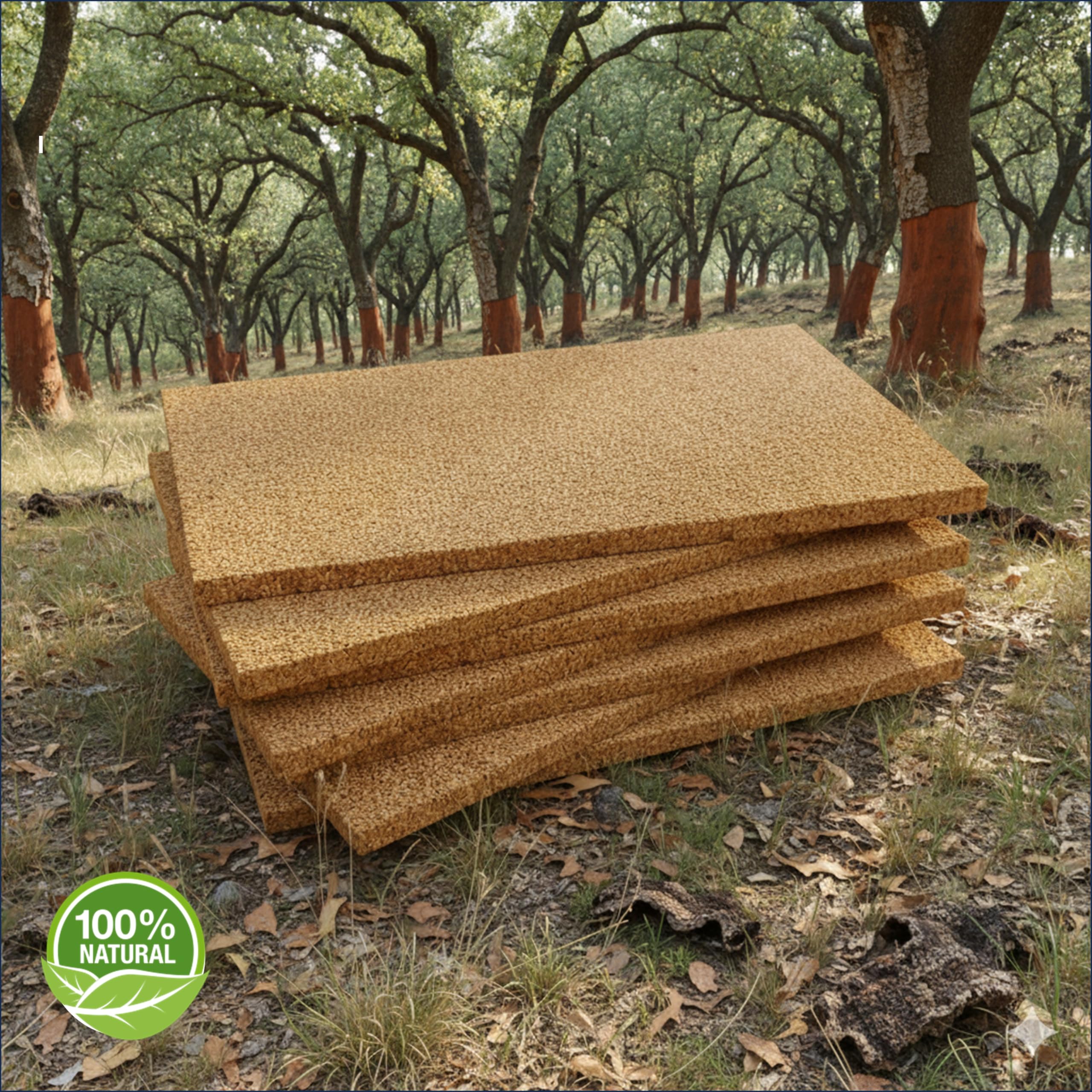 FUTURAZeta Pannelli Sughero Biondo Naturale (Spessore 2cm) Pannelli Isolanti Termici per Interni ed Esterni, Pannelli di Sughero per Pareti per Isolamento Termico ed Isolamento Acustico (5 Pannelli)