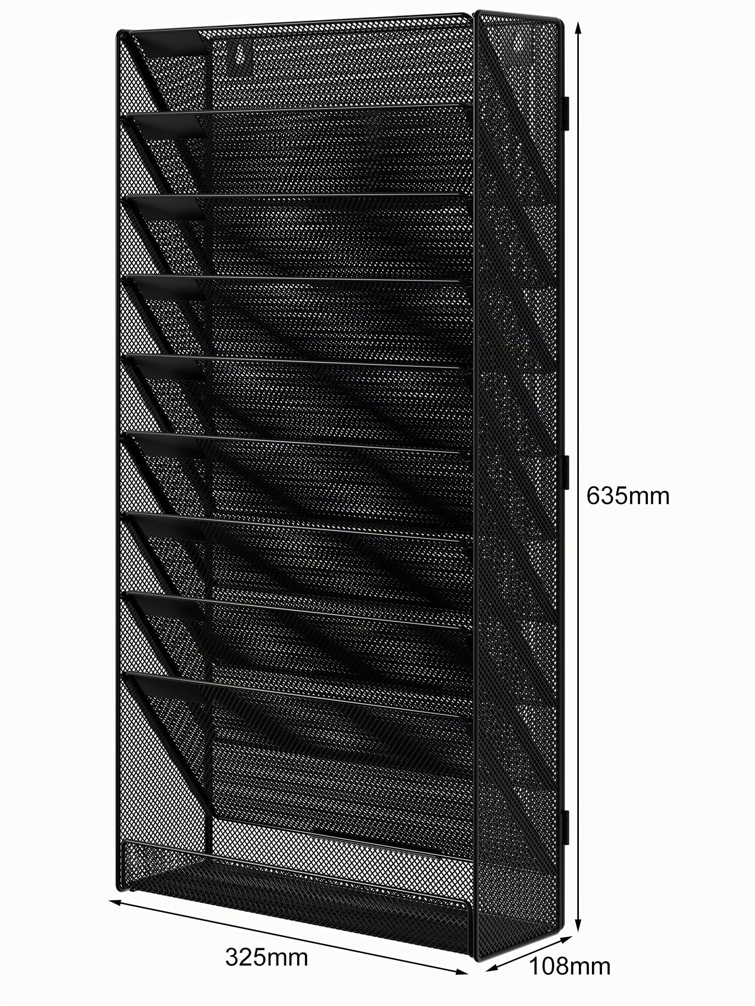 EasyPAG Organisateur de Bureau Mural A4 10 Compartiments Porte Document Suspendu Noir