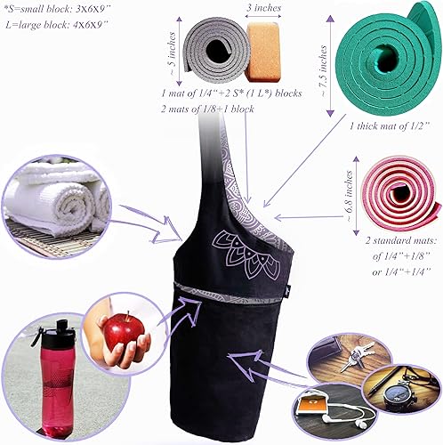 Miniatura 7 de Bolsa para esterilla de yoga, bolsa larga con bolsillos para tus accesorios de yoga, bolsa de yoga con correa elástica para esterilla de yoga,