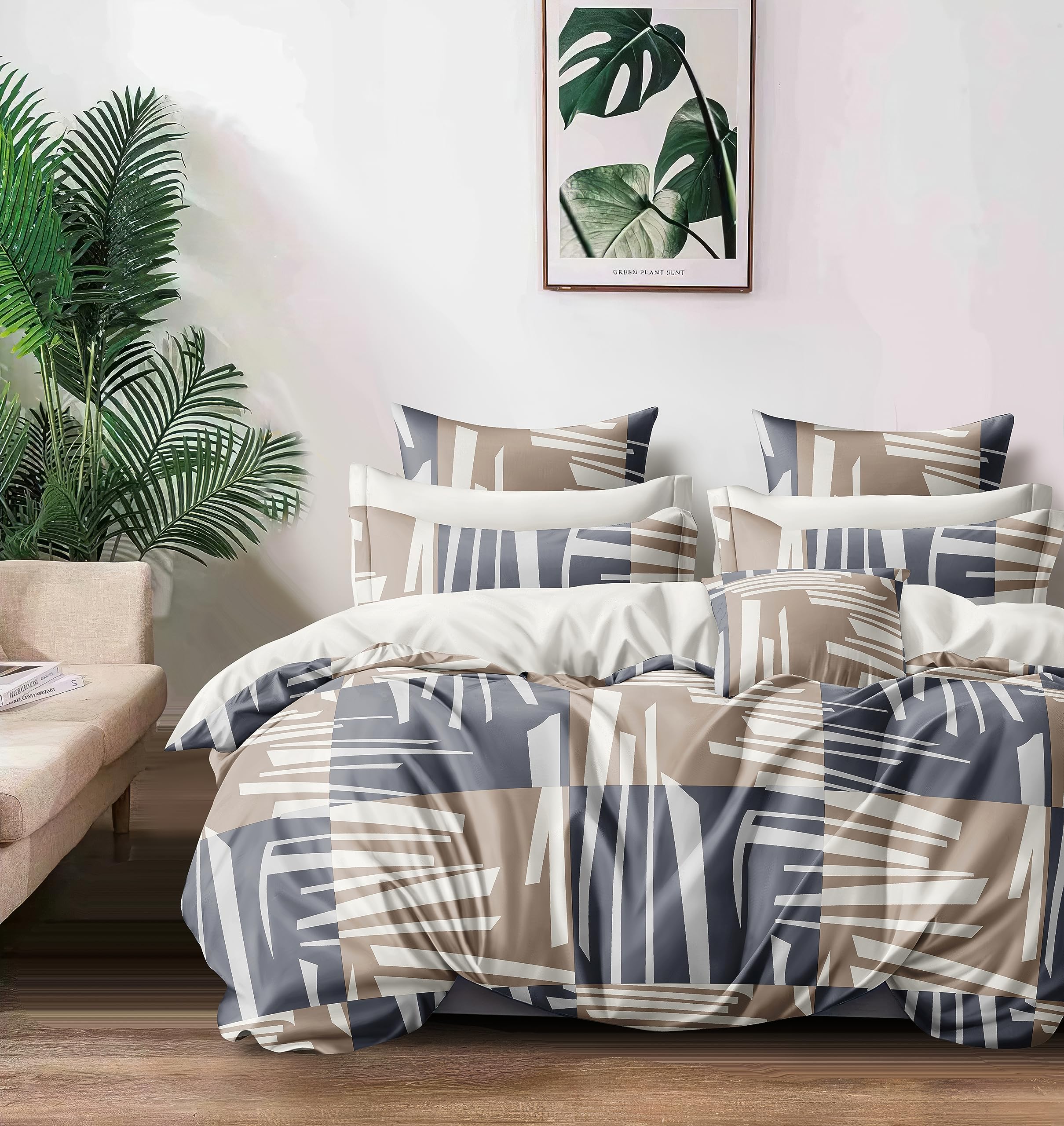 Cortina Microfiber Queen Sheet Set - Leaf & Sky Blue -8 Cortina Microfiber Queen Sheet Set - Leaf & Sky Blue -8