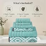 Amrapur Overseas 6-Piece Yarn Dyed Oxford Stripe Jacquard/Solid Ultra Soft 500GSM 100% Combed Cotton Towel Set [Aqua]