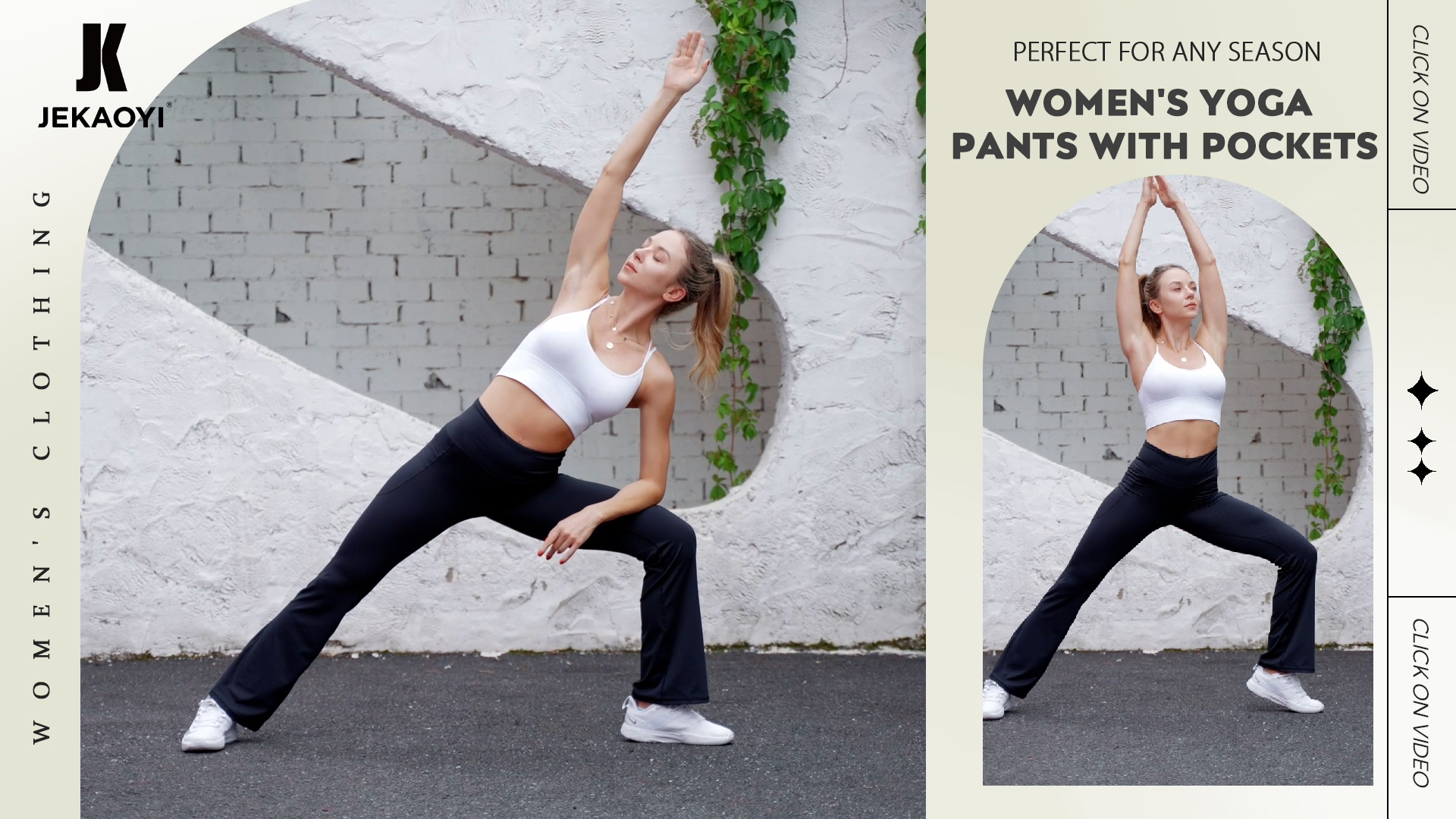 JEKAOYI Women's Flare Yoga Pants with Pockets High Waist Casual