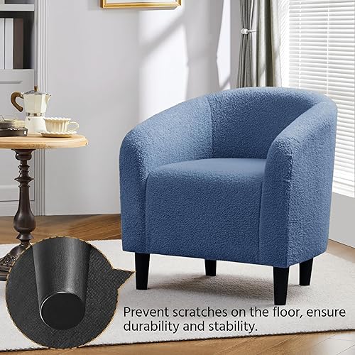 Miniatura 152 de Yaheetech Silla decorativa de respaldo curvo y cuero de imitación, silla de club, elegante sillón de velluda tela sherpa, suave y cómodo relleno,