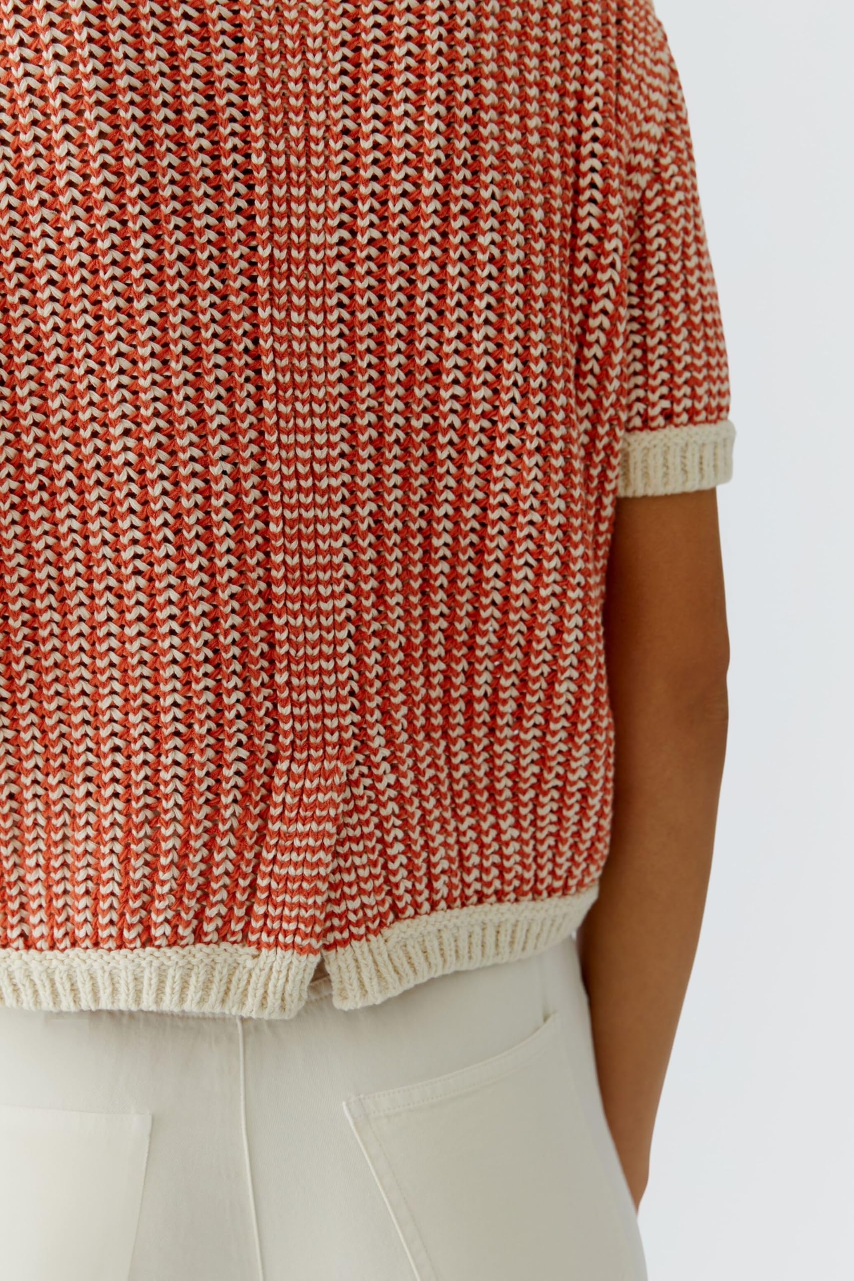 Oui Damen Pullover lässig geschnitten Bi Color