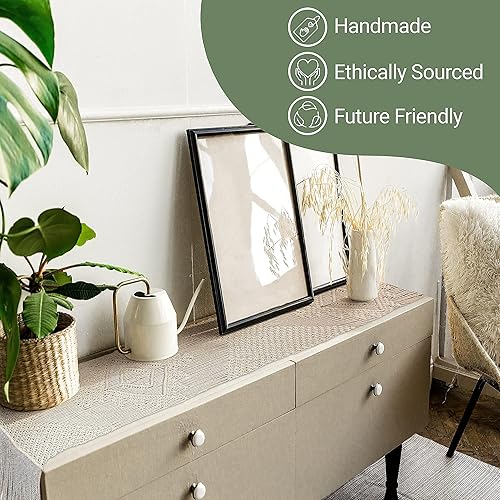 Miniatura 4 de LIVALAYA Camino de mesa de macramé de 86 pulgadas de largo, de algodón, bohemio, para comedor o mesa auxiliar, camino bohemio para decoración de