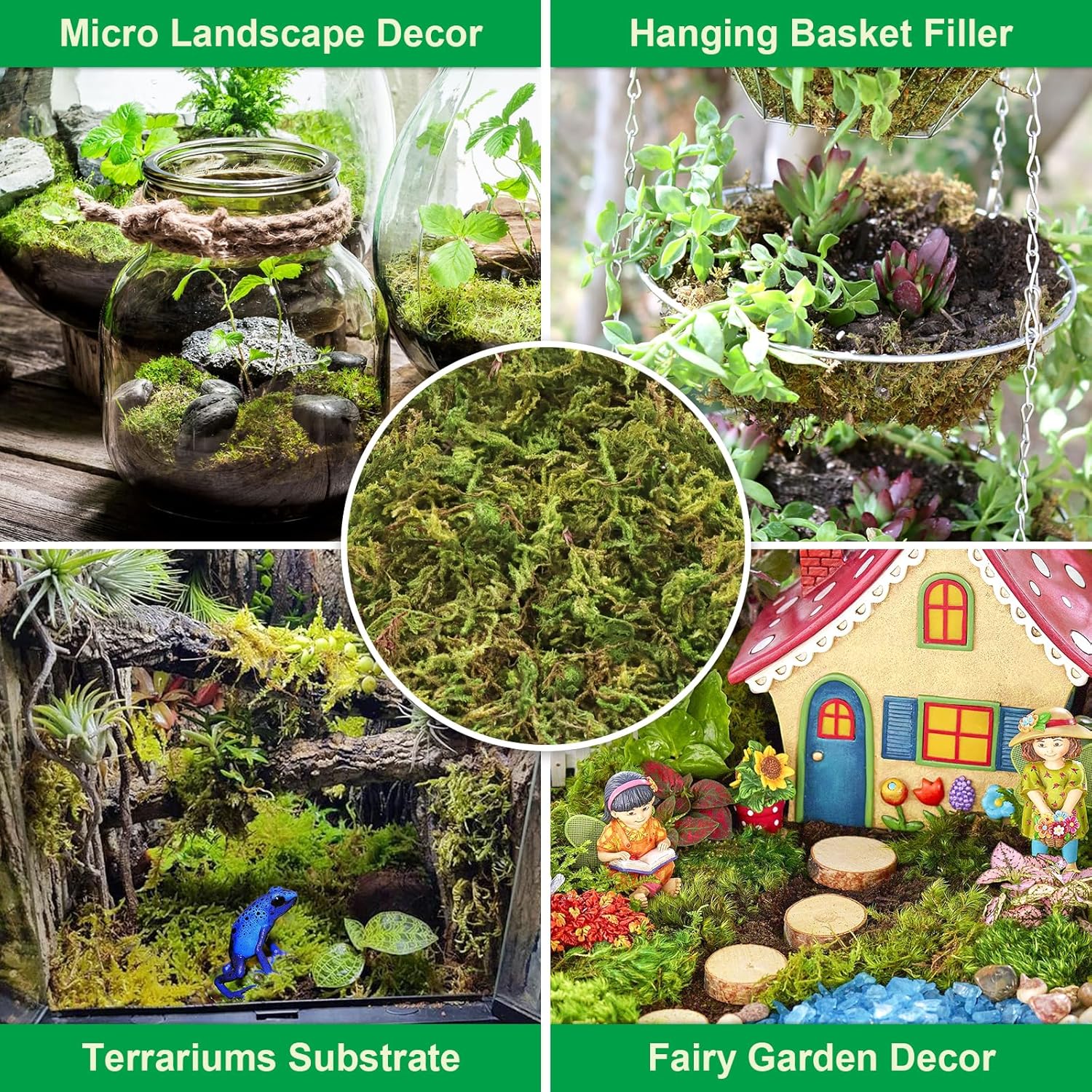 Legigo 3.3LBS Sphagnum Moss for Plants, 60QT Natural Orchid Moss Potting Mix Dired, Green Forest Plant Moss for Orchid Repotting Carnivorous Succulents Indoor Potted Plants Gardening and Reptiles