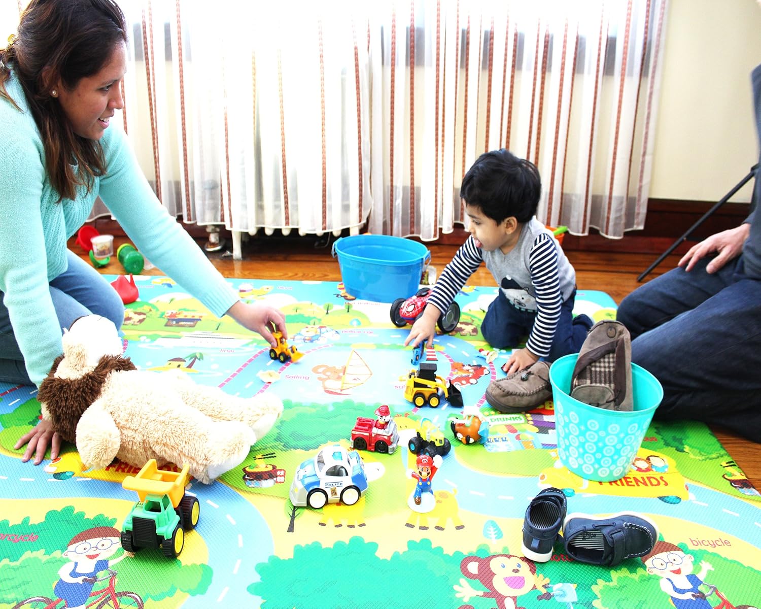 Baby Kid Play Mat Foam Floor - Gym Non-Toxic Non-Slip Large Reversible Waterproof Safe and Fun (Large, Traffic Club)