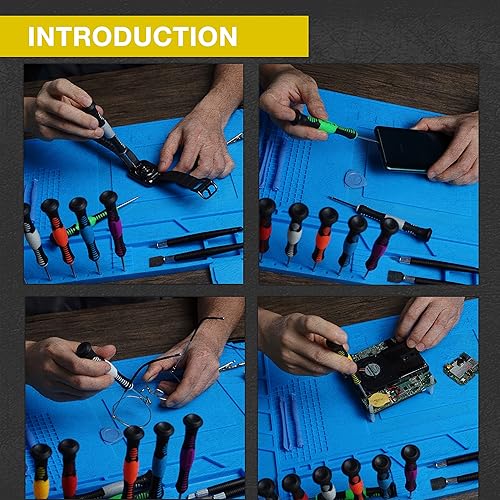 Miniatura 5 de KOTTO Tapete de soldadura magnético antiestático seguro ESD, tapete de reparación de silicona, incluye kit de herramientas de reparación y cable de