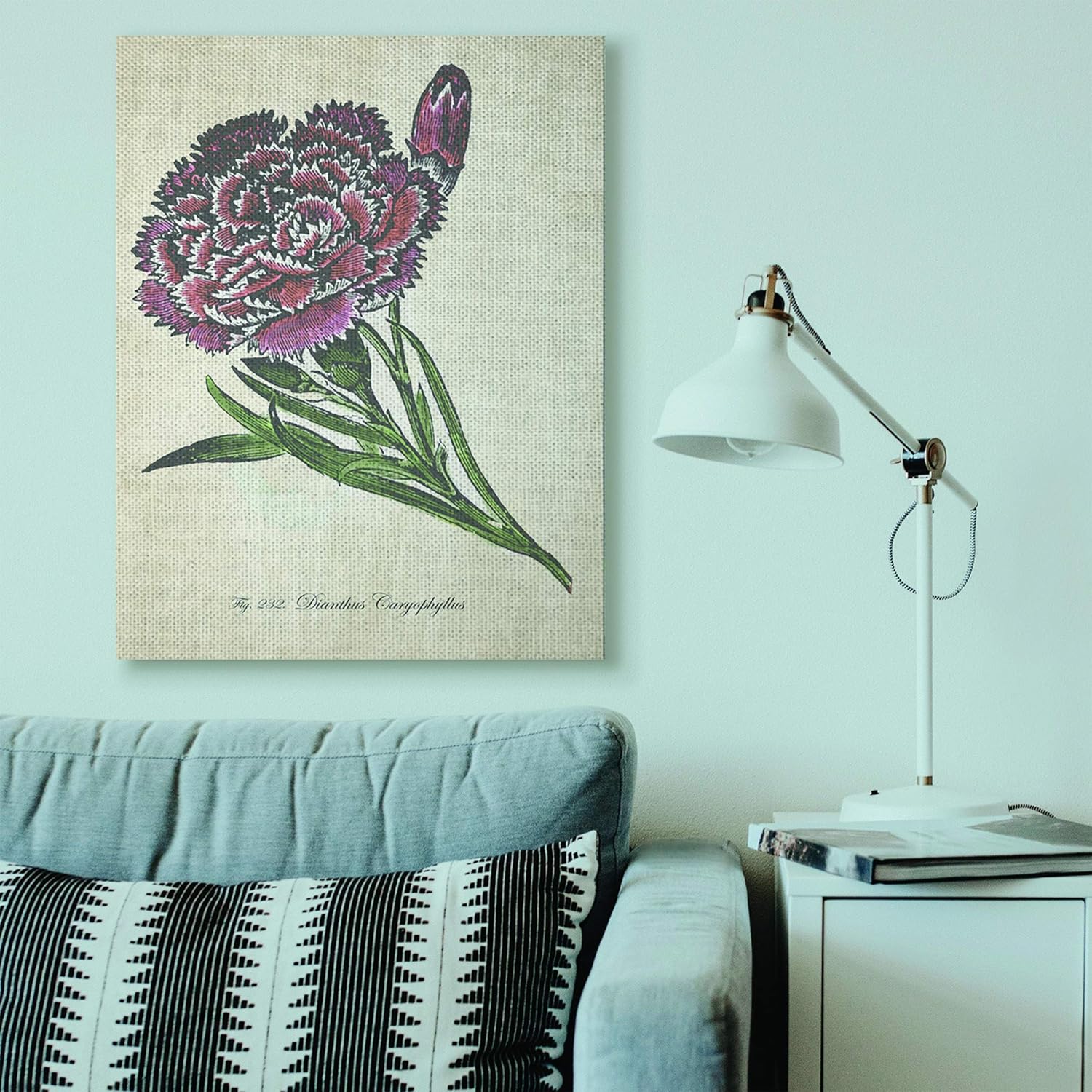 Stupell Industries Botanical Carnation Flower Drawing Red Green Design Canvas Wall Art, Multi-Color