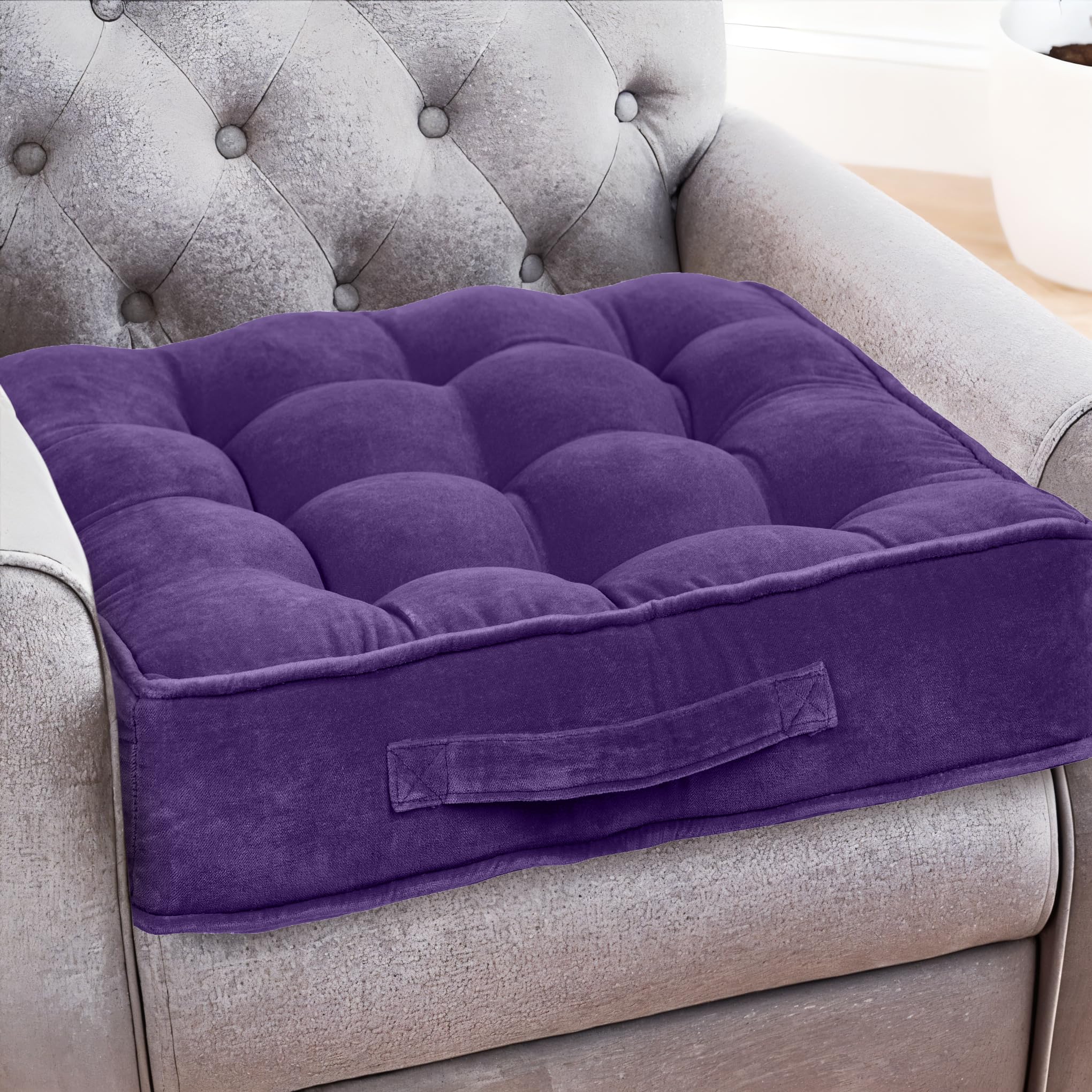 Casabella Booster Cushion-Armchair Booster Cushion Large Booster Seat Dining Chair 50x50+10cm Thick Floor Cushion, Pregnancy & Post-Operative Adults Chair Bolster Cushion Seat, Car Seat Sofa-Purple โ image 1