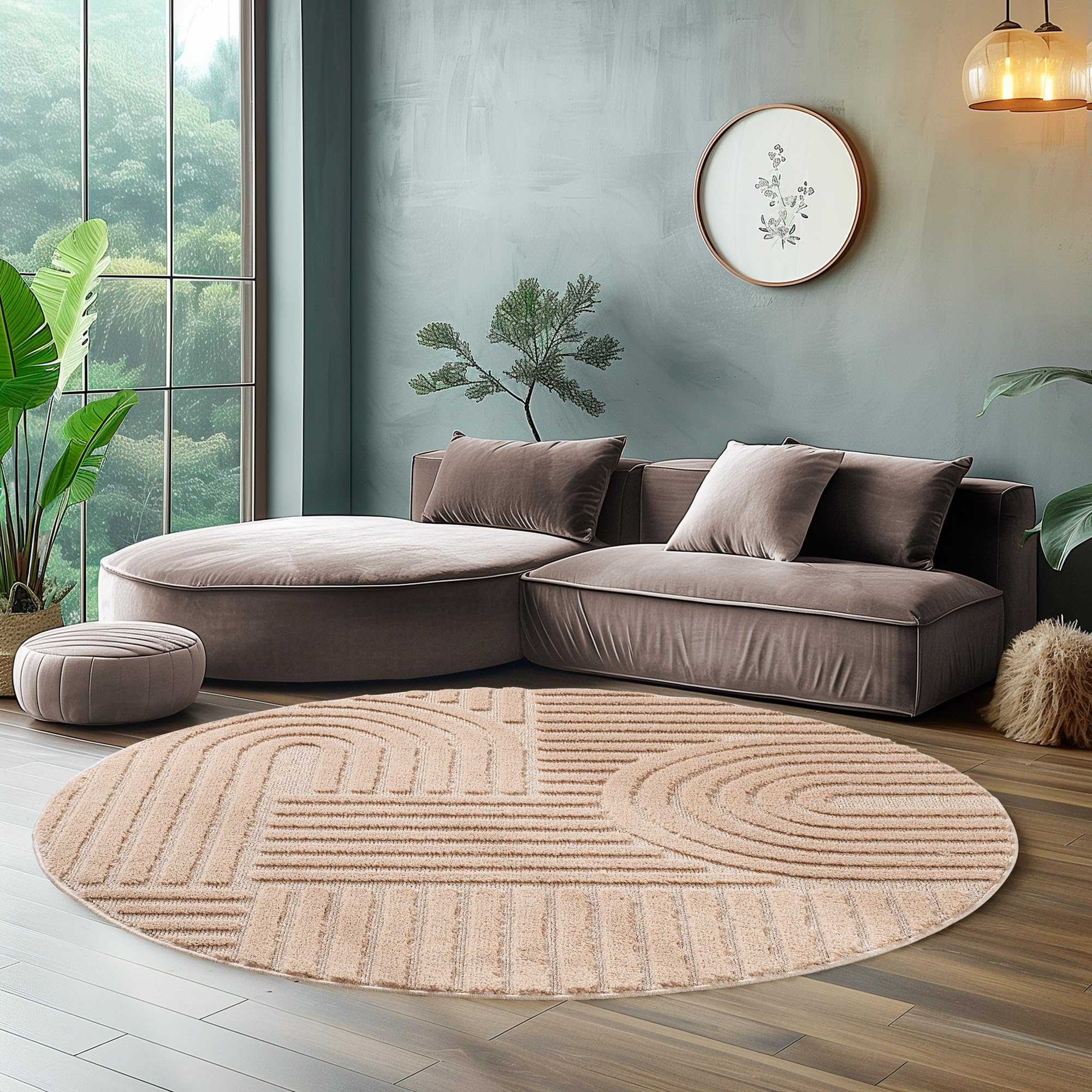 SIMPEX Teppich Hochflor Wohnzimmer Teppich, Weich & Flauschig, Skandinavisch Boho Stil, Langflor Shaggy, Pflegeleicht, Jute Rückseite