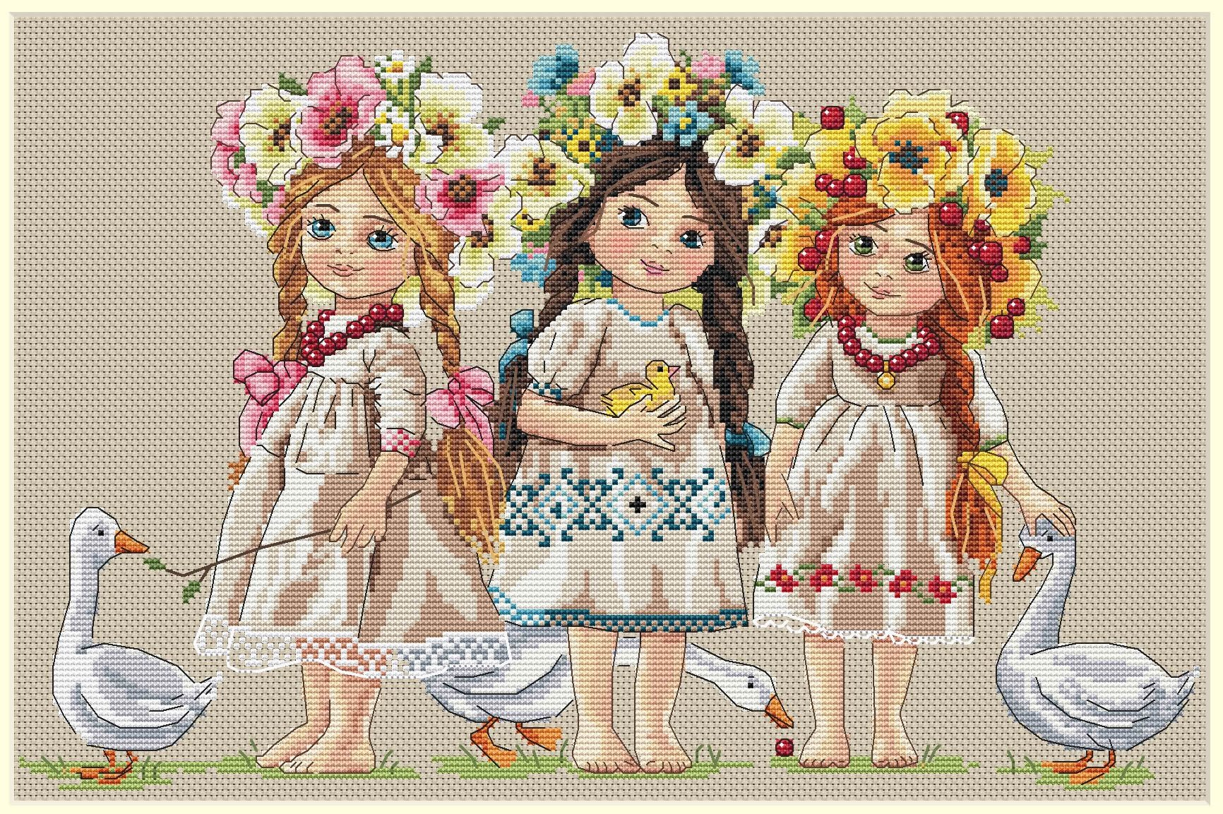 MerejkaK-42 Friends Counted Cross Stitch Kit, Cotton, Multi-Colour, 33 x 22 cm