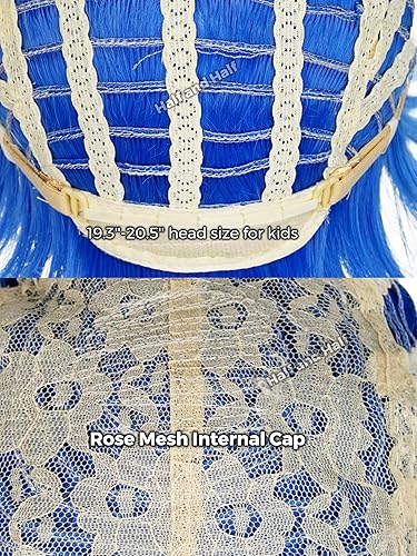 Vista 89 de Pelucas de sirena para niños y niñas, 21 pulgadas de largo, rizadas, color rojo oscuro, peluca de onda de sirena con clip de estrella de mar