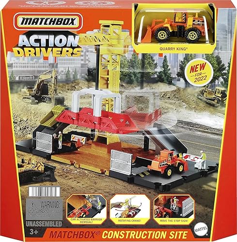 Miniatura 6 de Matchbox Action Drivers - Juego de construcción de grúa móvil, características activadas por automóvil, incluye 1 excavadora de juguete Matchbox,