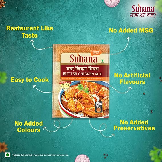 Suhana Butter Chicken Spice Mix 50g Pouch - Pack of 8