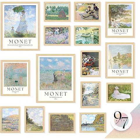 97 Decor Large 11x14 Claude Monet Wall Art - Claude Monet Prints For Wall Decor, Vintage Monet Poster For Room Aesthetic, Impressionist Wall Art Eclectic Famous Fine Art Prints For Home Bedroom (Unframed)