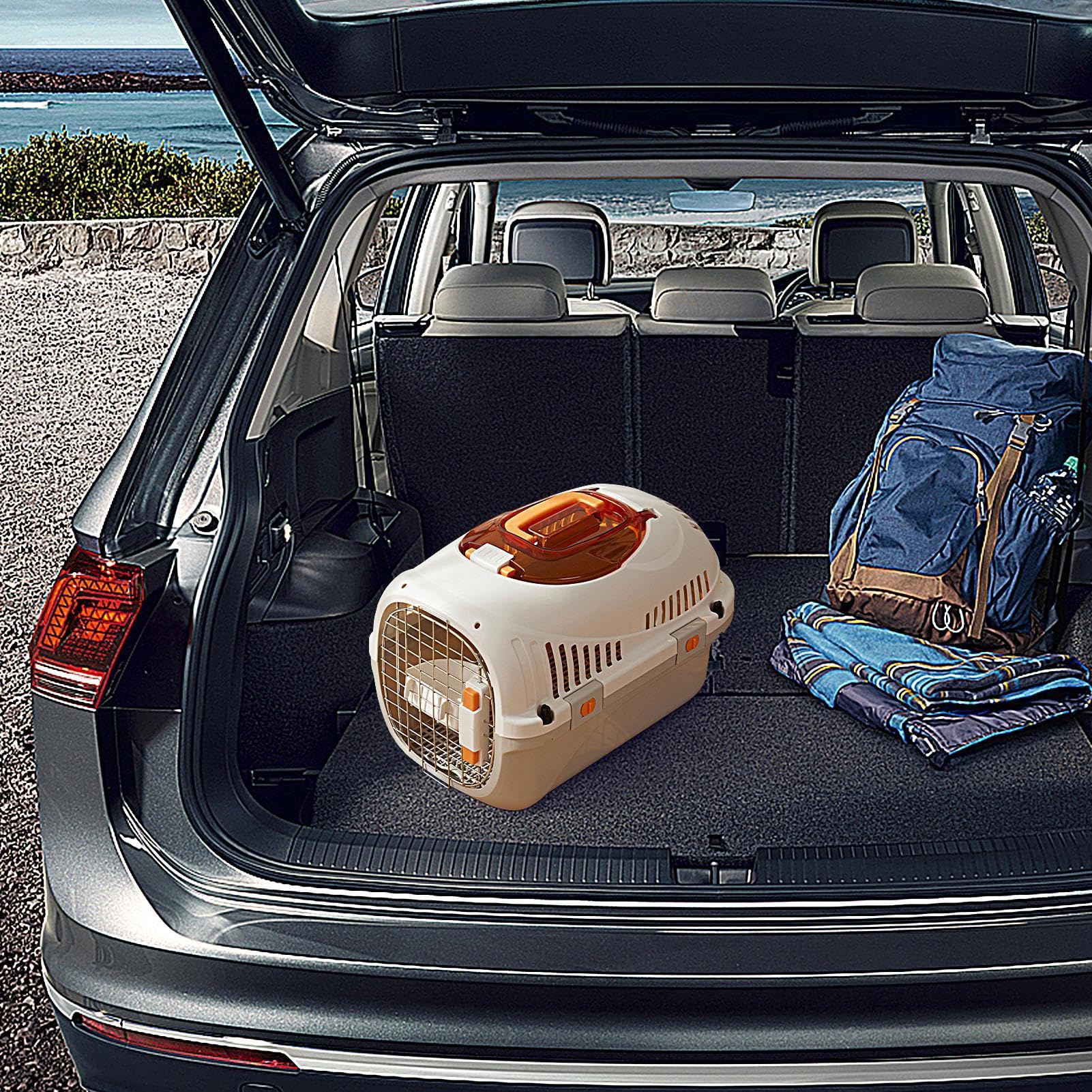 Cassetta da viaggio per animali domestici, lavabile, con tettuccio apribile panoramico, trasportino portatile senza stress, robusta borsa rimovibile per gatti per esterni, comoda e facile da