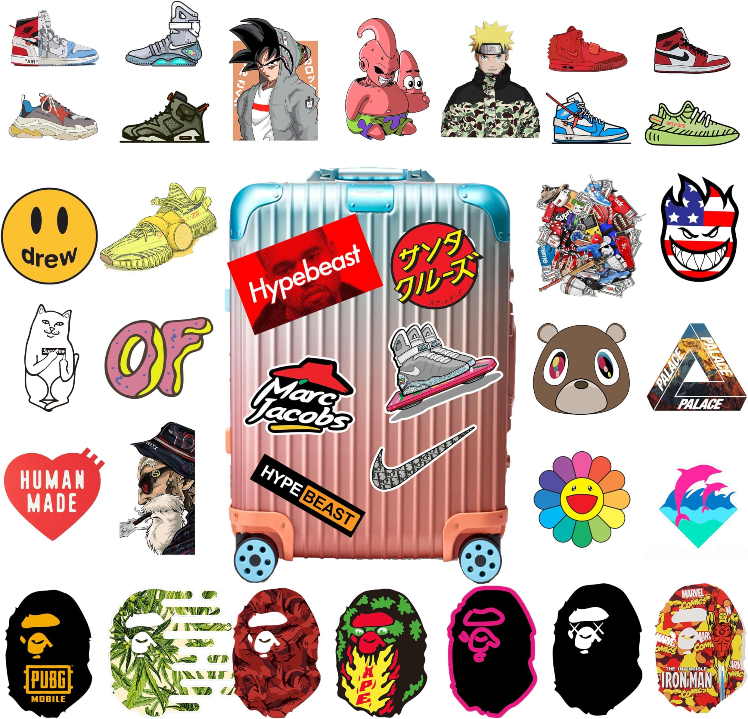 The Original Hypebeast Designer Laptop Stickers, 110pcs Personalize Fashion Laptop Graffi Stickers, Waterproof Logo Vinyl Decals for Laptop Water Bottle Car Helmet Skateboard Luggage Bike Bumper