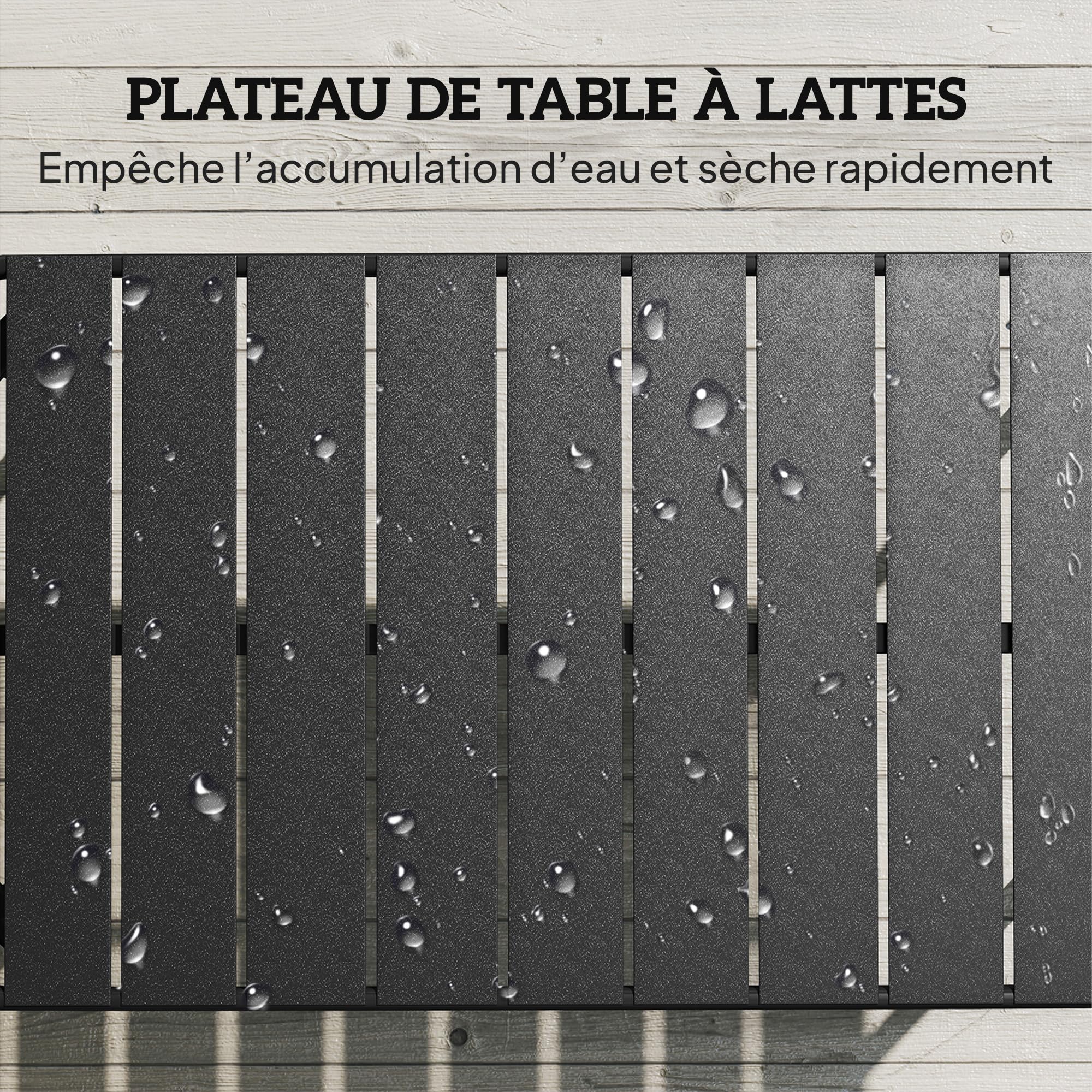 Outsunny Table Basse de Jardin en Acier Galvanisé 90x50x43cm Noir