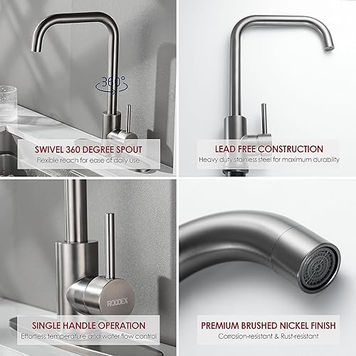 Miniatura 10 de Grifo de fregadero de barra cuadrada, mezclador de barra de un solo mango con placa de cubierta de 3 agujeros, grifos de queso de acero inoxidable