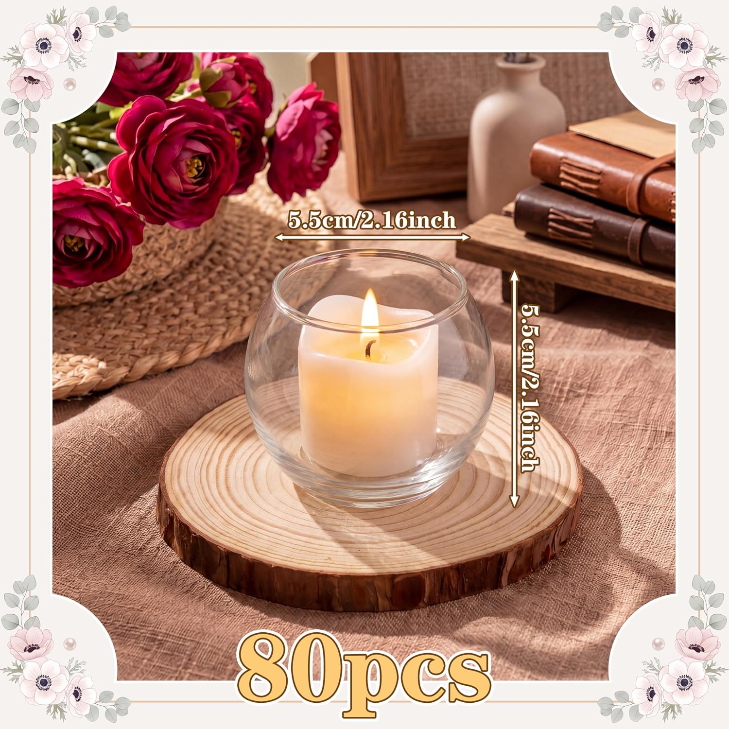 Mumufy 80 Pack Clear Glass Tealight Candle Holders Bulk Round Votive Small Bowl Candle Holders for Wedding Centerpieces Table Decor Party Holiday Christmas Home Decorations