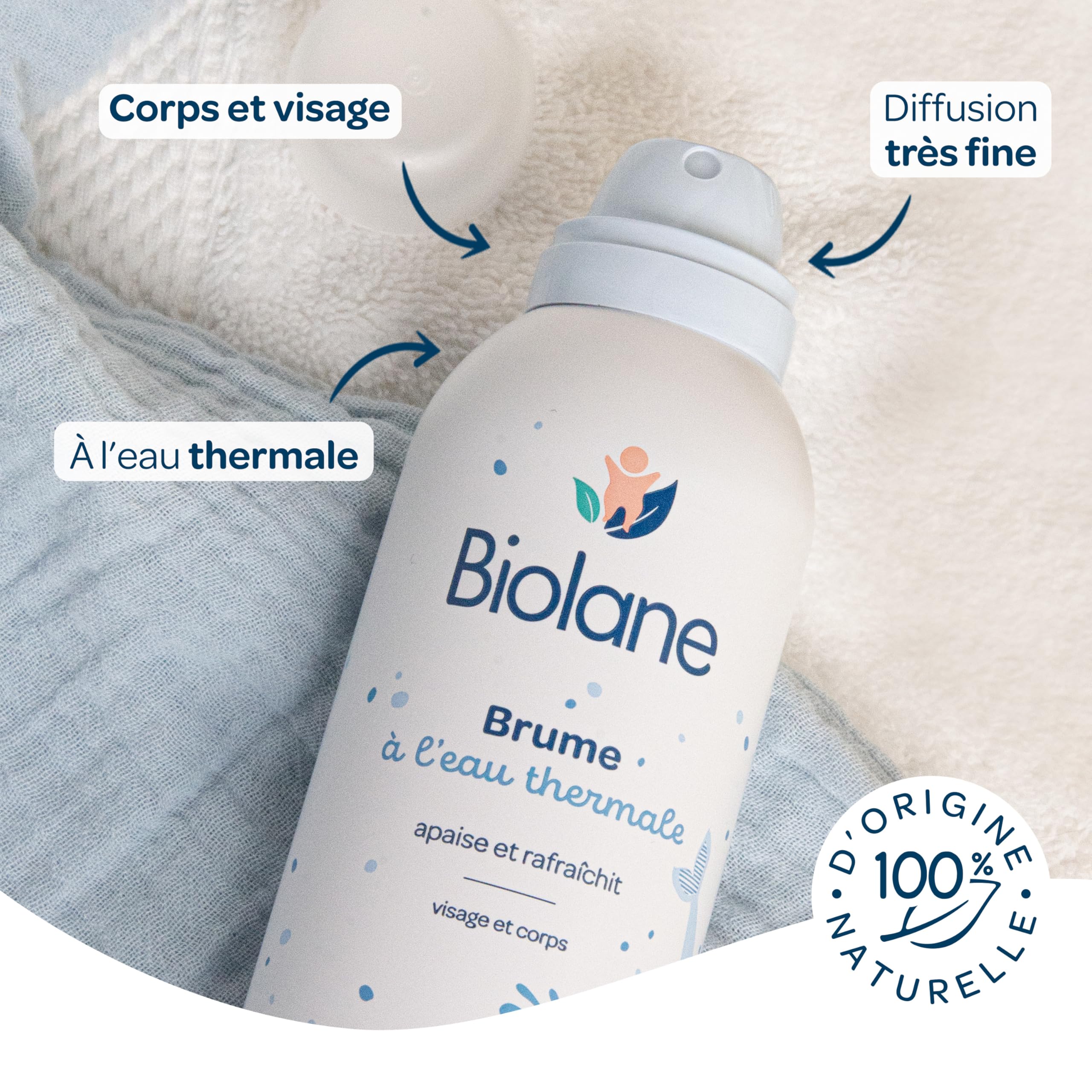 BIOLANE - Nebbia con acqua termale - Lenisce, rinfresca, idrata - Viso e Corpo - Formula 100% di origine naturale - Fin dalla nascita - Dermatologicamente testata - 150ml - Made in France