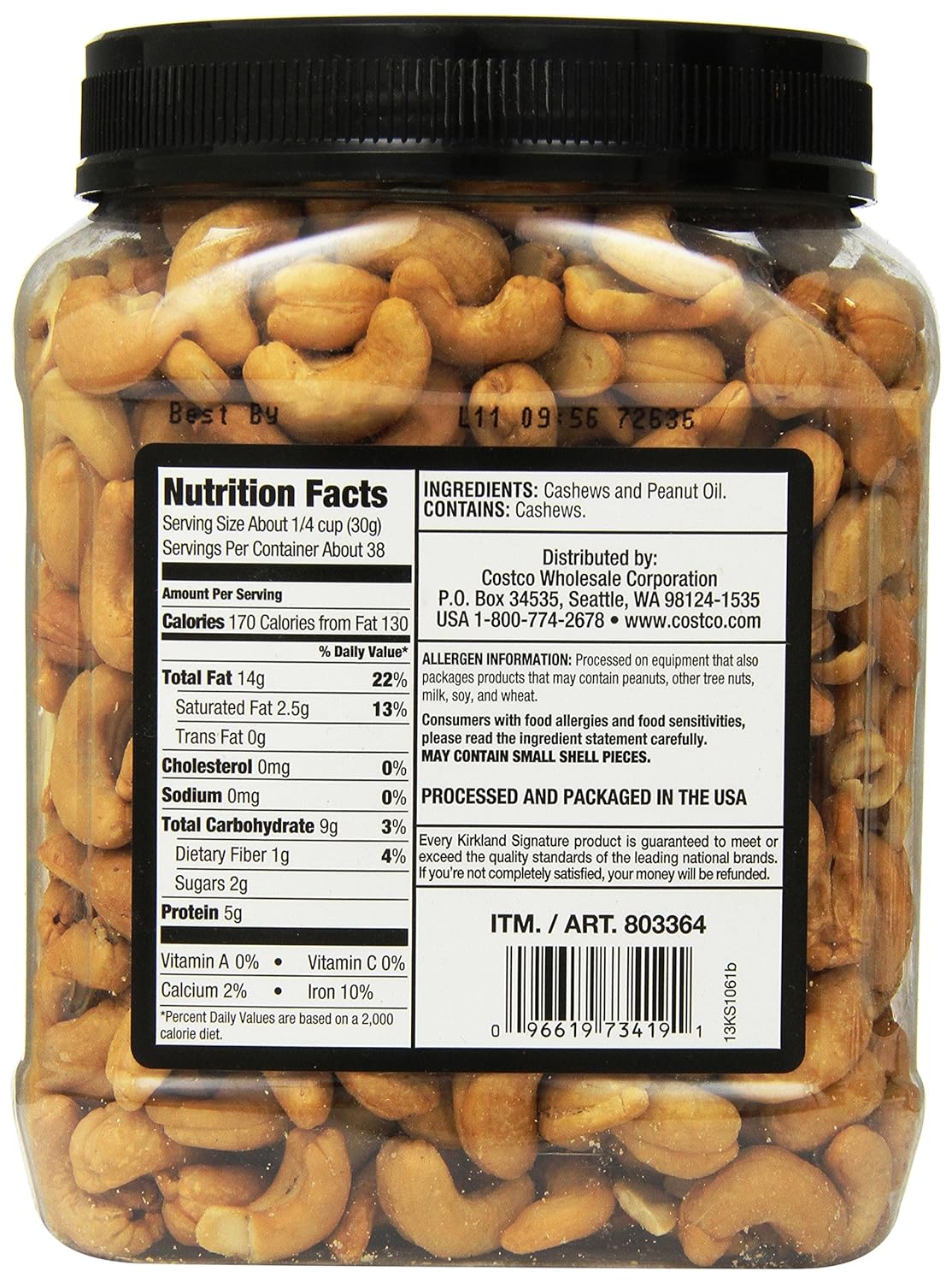 Kirkland Signature Kirkland Signature Unsalted Cashews, 2.5 Pound