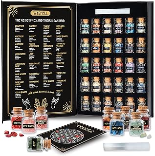 Healing Crystals in Jars 30 PCS - Crystals for Witchcraft - Real Witch Crystals in a Bottle - Altar Witchcraft Stones - Crystal Witchcraft Supplies - Mini Gemstones - Wiccan Supply Tool