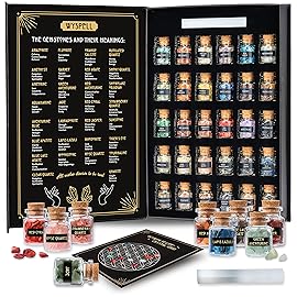 Healing Crystals in Jars 30 PCS - Crystals for Witchcraft - Real Witch Crystals in a Bottle - Altar Witchcraft Stones - Crystal Witchcraft Supplies - Mini Gemstones - Wiccan Advent Calendar 2025