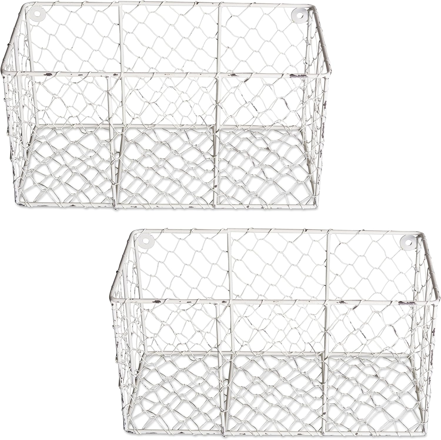 DII Chicken Wire Collection Farmhouse Vintage Wall Baskets, Small Basket, White