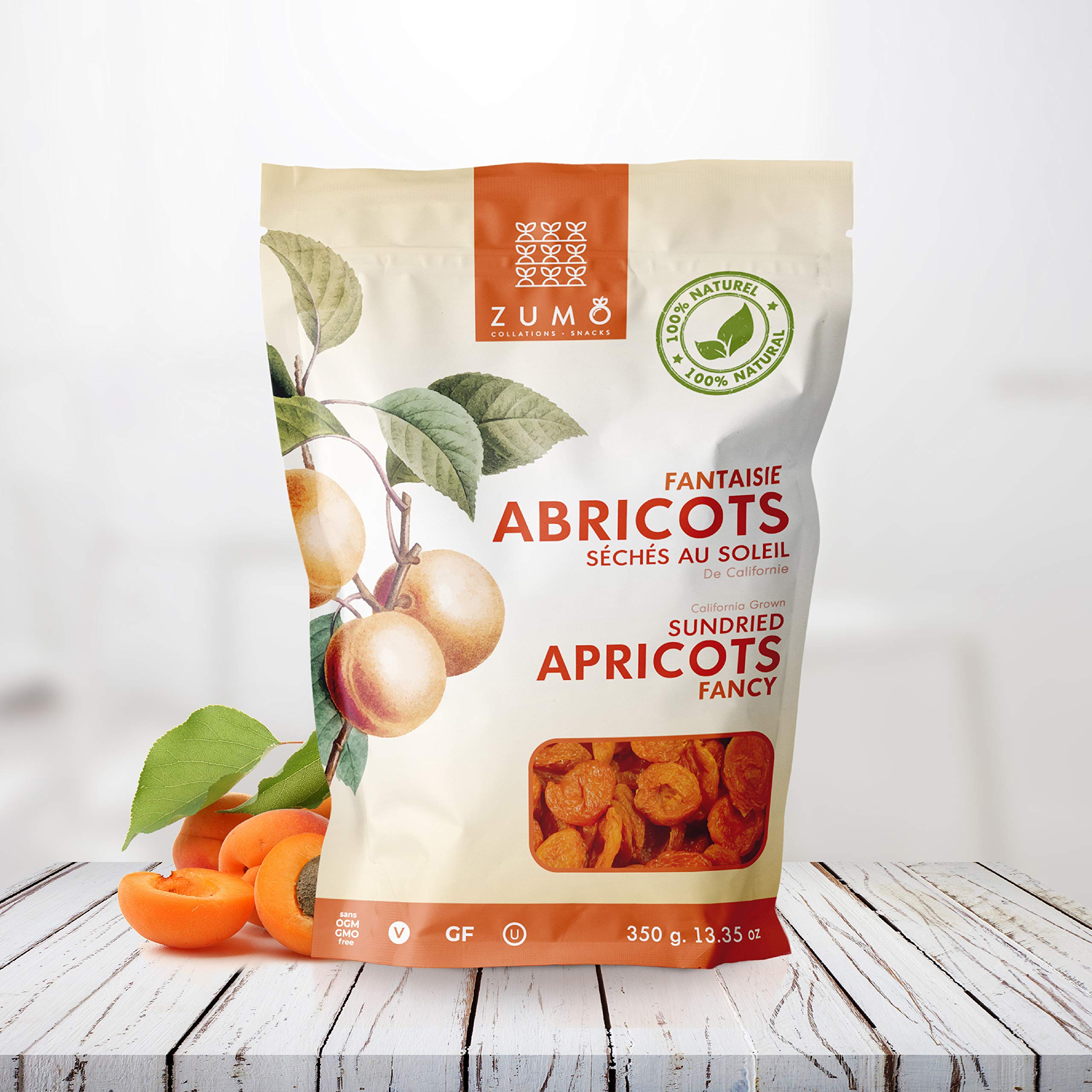 California Sun Dried Fancy Apricots - No Sugar Added, Non GMO, Gluten Free, Kosher Certified, Vegan, Value Size (250g.)