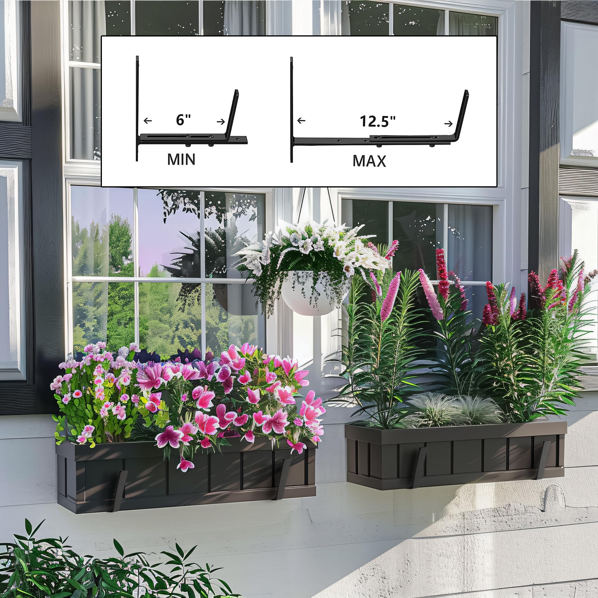 Snapklik.com : WEKIS Heavy-Duty Adjustable Window Boxes Planters