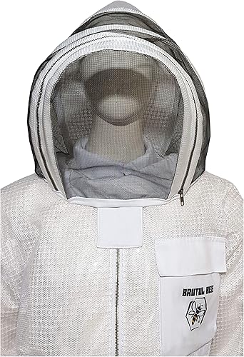 Miniatura 3 de Brutul Bee - Chaqueta ventilada de apicultura de 3 capas con protección completa para apicultores chaqueta ultraligera ventilada con velo de esgrima