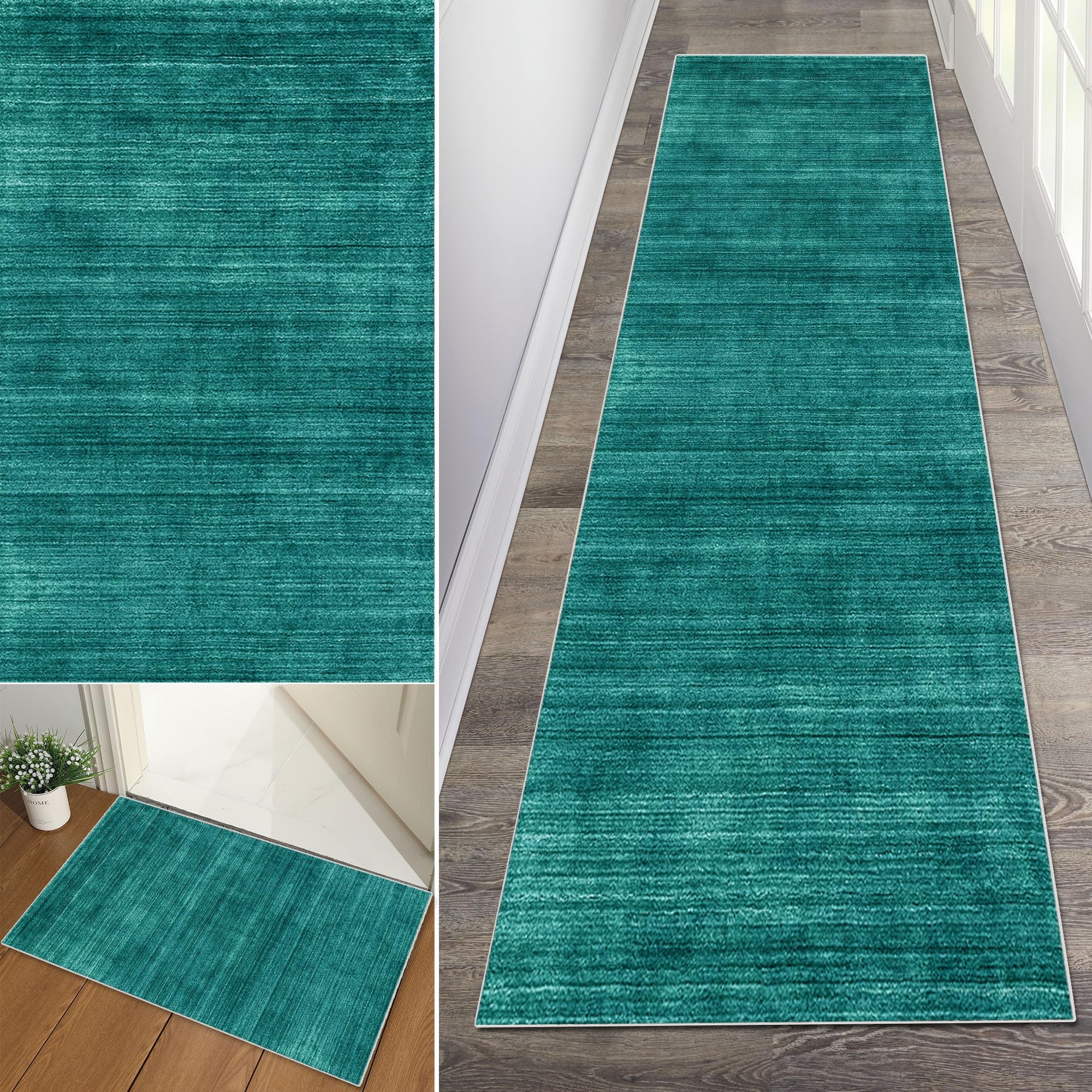 Tapis de couloir bleu 100x150 au motif abstrait élégant et finitions haut de gamme